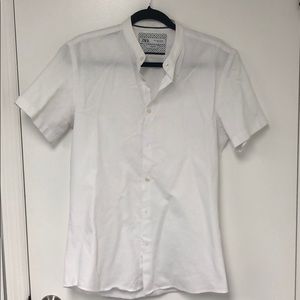 Zara mandarin collar textured button down shirt